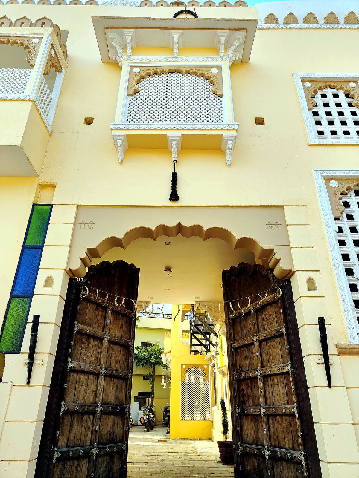 Grand wooden entrance gate